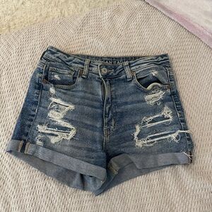 American Eagle Outfitters Distressed Jean Shorts Blue